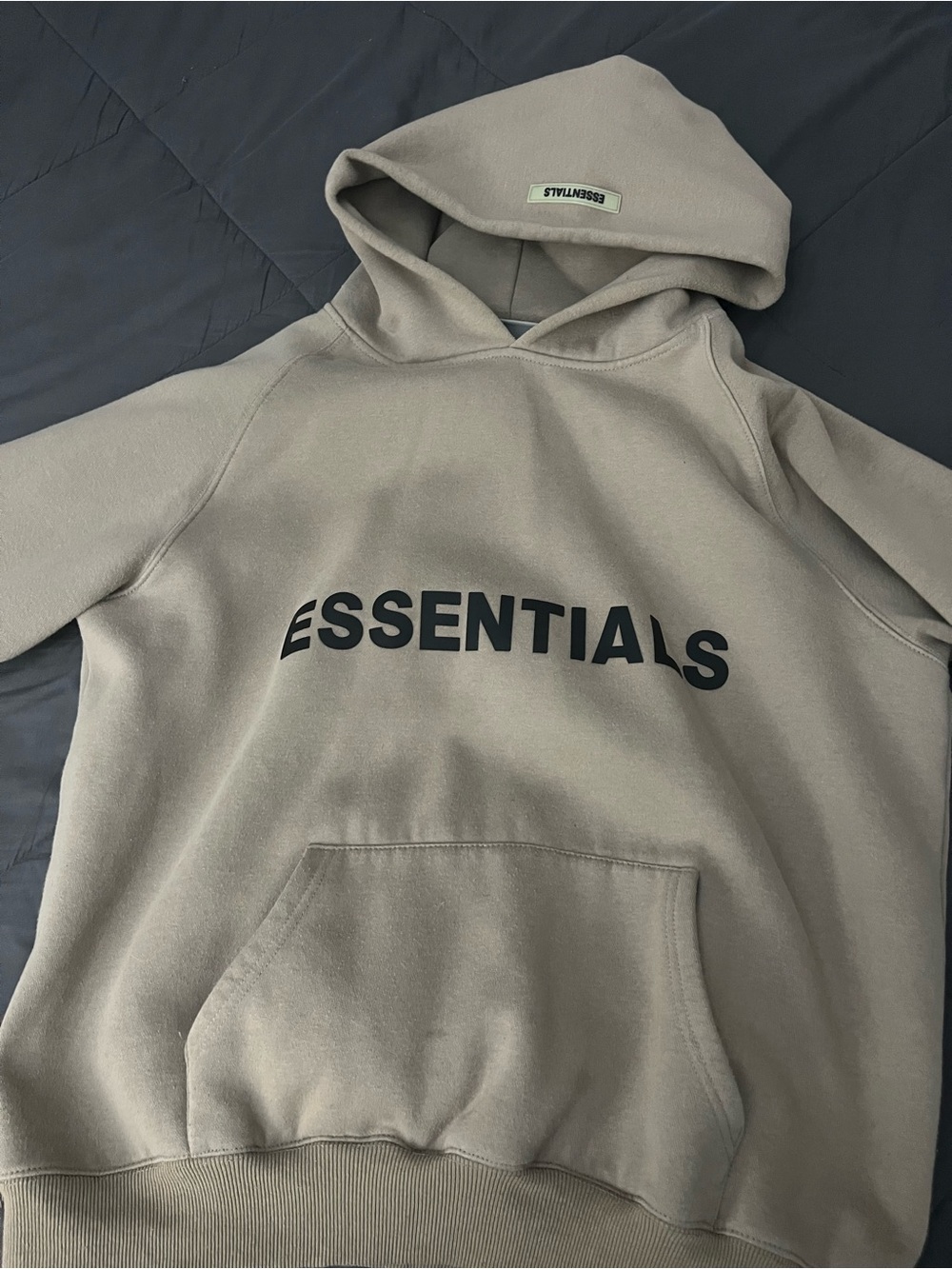 Fear of God ESSENTIALS Taupe Hoodie with Black Logo